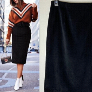 VINTAGE black pencil skirt faux suede like material